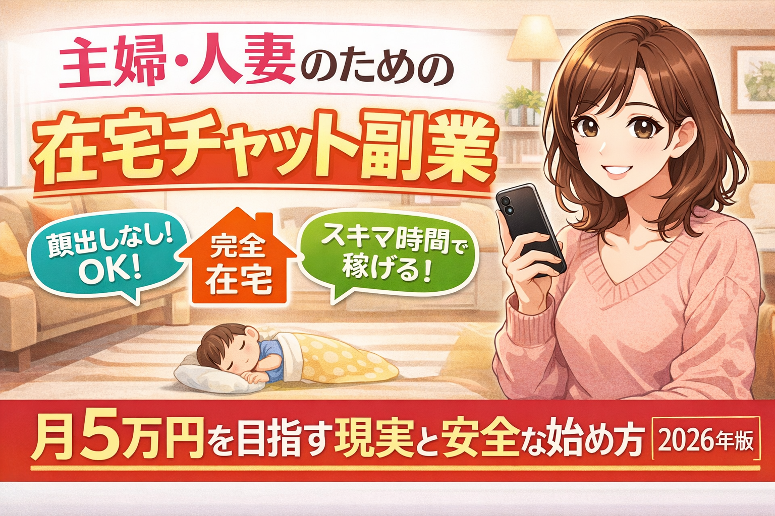 主婦・人妻のための在宅チャット副業｜月5万円を目指す現実と安全な始め方【2026年版】